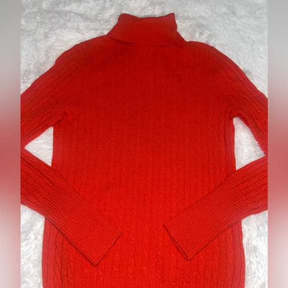 J. Crew Wool Cashmere Blend Red Orange Knit Pullover Turtleneck Sweater Sz Small - Picture 8 of 8